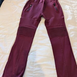 Burgundy Stretch Pants with Zipper Pockets